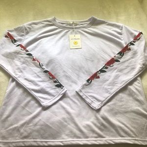 white rose long sleeve shirt